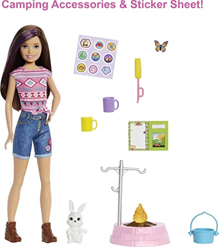 Barbie It Takes Two Doll & Accessories, Brooklyn Camping Playset with Doll, Pet Puppy & 10+ Accessories Including Sleeping'