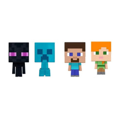 Mattel Minecraft Mob Head Minis 2022 Set of 4 Micro Figures from HHP58-956B with Alex, Steve, Enderman and Supercharged Creeper