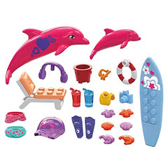 MEGA Barbie Color Reveal Building Toy Playset, Dolphin Exploration With 121 Pieces, 15 Surprises and Accessories, Kids Age 5+ Years