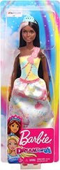 Barbie Dreamtopia Princess Doll, Approx 12-Inch Brunette with Pink Hairstreak Wearing Colorful Candy-Inspired Outfit and Tiara, for 3 to 7 Year Olds, Multi