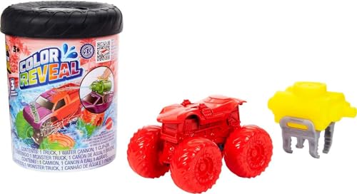 Hot Wheels Monster Trucks Color Reveal 2-Pack & Clip-On Water Tank
