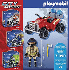 Playmobil City Action 71090 Feuerwehr-Speed Quad with Rückzugsmotor, Spielzeug für Kinder AB 4 Years