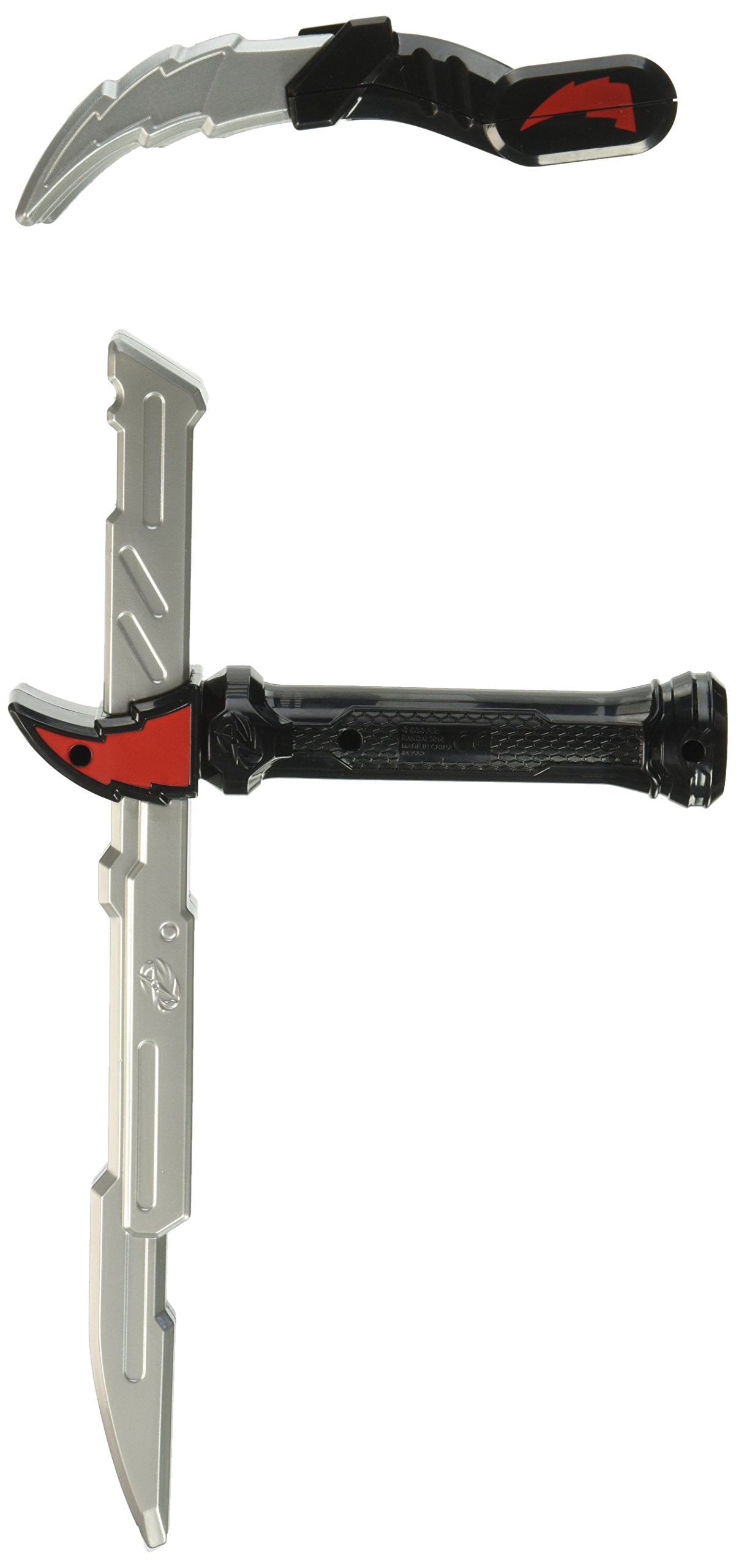 The Power Rangers Ninja Steel Ninja Training Gear - Nightstick & Dragon Claw features a black and silver toy with red accents that transforms from a nightstick to a dragon claw—perfect for Power Rangers role play or ninja training adventures.