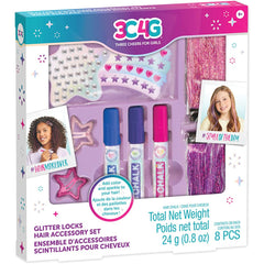 Make It Real 3C4G: Imagination Land Glitter Locks Hair Accessory Set - 8pcs, Add Color & Sparkle to Your Hair, Three Cheers for Girls, Kids Ages 8+