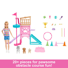 Barbie and Stacie to The Rescue Doll & Playset, Puppy Obstacle Course with Doll, 3 Dog Figures & 18 Accessories