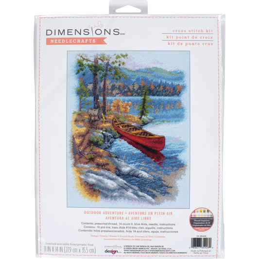 Dimensions 70-35406 Outdoor Adventure Counted Cross Stitch Set, 14 Cnt. Light Blue Aida, 11" x 14"