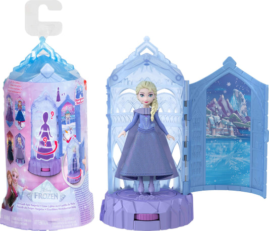 Mattel Disney Frozen Surprise Small Dolls & Mini Castle Playsets with Spinning Doll Reveal, Ice Castle Spin Surprise from Movies (Styles May Vary)
