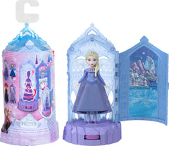 Mattel Disney Frozen Surprise Small Dolls & Mini Castle Playsets with Spinning Doll Reveal, Ice Castle Spin Surprise from Movies (Styles May Vary)