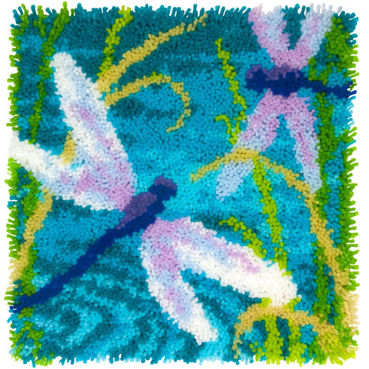 Dimensions Needlecrafts Dragonfly Latch Hook Craft Kit for Kids, 16'' x 16''