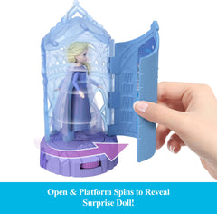 Mattel Disney Frozen Surprise Small Dolls & Mini Castle Playsets with Spinning Doll Reveal, Ice Castle Spin Surprise from Movies (Styles May Vary)