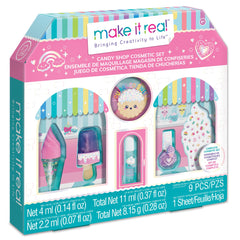 Make It Real: Candy Shop Cosmetic Set - 9 pcs, Vanilla & Strawberry Scented Cosmetics, Ice-Cream Shaped Glosses, Beauty Kit, Tweens, Girls & Kids Ages 8+