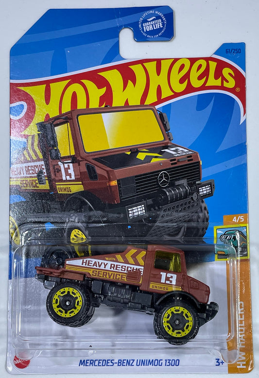 Hot Wheels - Mercedes-Benz UNIMOG 1300 - HW Haulers 4/5 - Brown - 2023 - Mint/NrMint Ships Bubble Wrapped in a Box