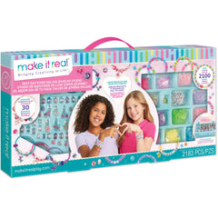 Make It Real: Best Day Ever! Deluxe Jewelry Studio - 2183pcs - DIY Craft Kit, Design & Make Over 30 Breacelets, Beads & Charms, Girls & Kids Ages 8+