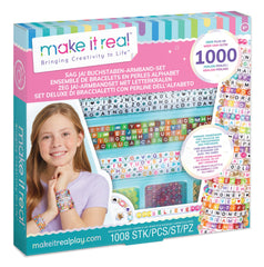 Make It Real: Say Yes! Alphabet Bead Bracelet Set - 1008pc DIY Jewelry Kit, Colorful ABC & Circle Beads, Spell Words & Names, Craft Kids Ages 8+