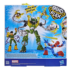 Marvel Bend and Flex Spider-Man Vs. Ock-Bot, 6-inch Spider-Man Action Figure, 10-Inch Ock-Bot with 2 Projectiles, Ages 4 and Up