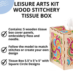 Leisure Arts Wood Stitched String Art Kit – Tissue Box