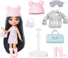 Mattel Barbie Extra Minis Winter Travel Doll with Snow Fashion Accessories
