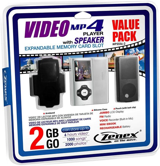 Zenex MP5556-2 Portable MP4 Player 2GB with FM Radio – Silver