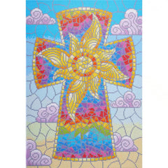 Leisure Arts Diamond Art Stained Glass Cross Premium Painting Kit