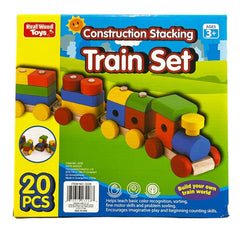 Real Wood Toys 20-Piece Construction Stacking Train Set