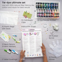 Arteza Tie Dye Kit – 177-Piece Complete Fabric Dye Set