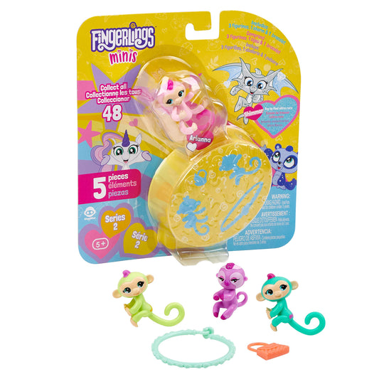 WowWee Fingerlings Minis Series 2 – 3 Figures + Bracelet & Charm Set
