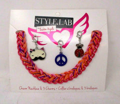 Fashion Angels Style Lab Pink Charm Necklace with Cat & Ladybug Charms