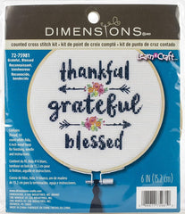 Dimensions Grateful & Blessed Counted Cross Stitch Kit with 6" Hoop