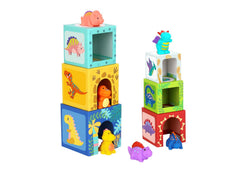 Tooky Toy Dinosaur Nesting Boxes – Wooden Stacking Toy for Toddlers