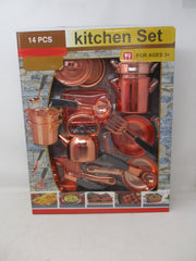 Global USA 14-Piece Copper Play Kitchen Set for Kids
