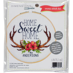 Dimensions Home Sweet Home Cross Stitch Kit with 6" Wood Hoop