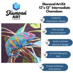 Leisure Arts Diamond Art Chameleon Kit 12x12 Rhinestone Painting