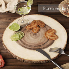 Talent Round Acacia Cutting Board with Natural Bark Edge, 12.4"