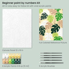 Arteza Paint by Numbers Kit – Monstera, 12x16 In, 21 Pieces