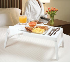 Ideas In Motion Portable Folding Serving Table – Lightweight White Tray