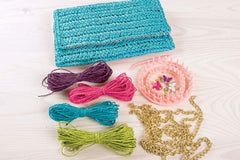 Make It Real Raffia Flower Twine Clutch Purse Craft Kit for Kids