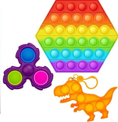 JA-RU Rainbow Pop It Fidget Toys 3-Pack Gift Set