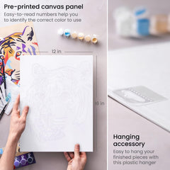 Arteza Tiger Paint by Numbers Kit | 12x16 In | 21-Piece Set