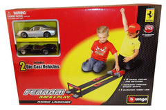 Bburago 1:43 Ferrari Race & Play Launcher Set – Silver & Black