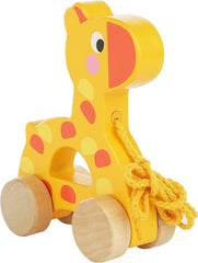 Toy Chest Giraffe Wooden Pull Toy – Classic Solid Wood Toddler Toy