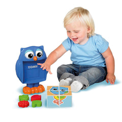 TOMY Mr. Owl Puzzle Pop — Shape Sorting & Picture Cube Baby Toy