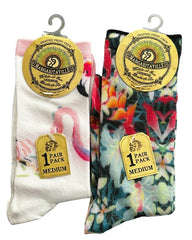 Margaritaville Flamingo & Flowers Graphic Crew Socks 2-Pack