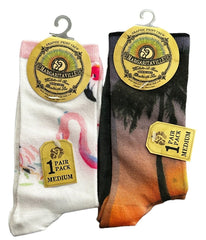 Margaritaville Flamingo & Palm Tree Graphic Crew Socks 2-Pack