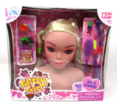KS Toys Glitzy Girl Large Styling Head | 40-Piece Hair Play Set