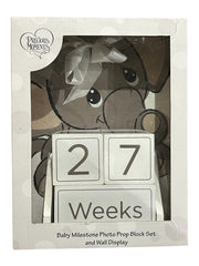 Precious Moments Elephant Baby Milestone Photo Block & Wall Display Set