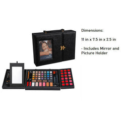 Beauty Revolution Glitter Black Makeup Train Case Set with Mirror