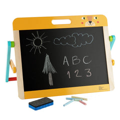 Toy Chest Kids Wooden Tabletop Easel with Whiteboard & Chalkboard