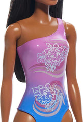 Barbie Beach Doll – Dark Brown Hair & Tropical Purple Swimsuit