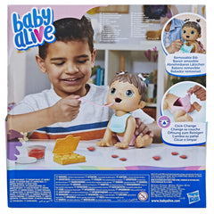 Baby Alive Lil Snacks Doll with Brown Hair, Eats and "Poops"