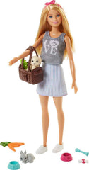 Barbie Dolls & Pets Playset with Puppy, Bunny & Accessories